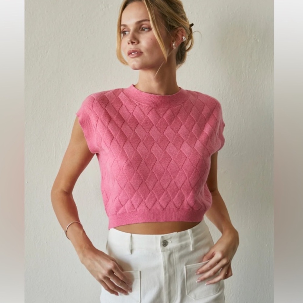 CRESCENT Rae Cropped Knit Top Size L